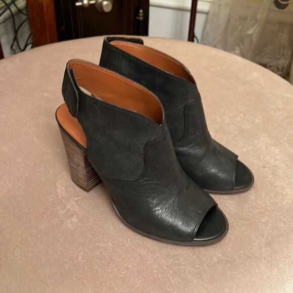 Lucky Brand Sz 9 Lizette Leather Open-Toe Ankle Booties EUC - Picture 2 of 13